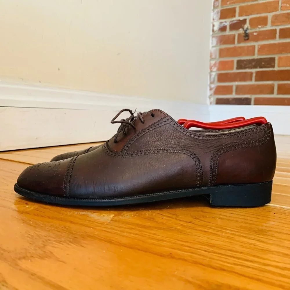 M By Bruno Magli Leather Cap Toe Oxford Men's Shoes Made In Italy